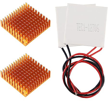 ALAMSCN 2PCS TEC1-12706 Thermoelectric Cooler Cooling Peltier Plate Module 12V 6A 60W Thermoelectric Peltier Cooler + 2PCS Heatsink 40 x 40mm