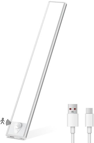 Unterbauleuchte Küche LED Flach Akku 3 Farbmodi 6000K Schrankbeleuchtung LED Bewegungssensor mit 2200mAh Batterie Schranklicht Kabellos Küchenunterbauleuchte for Kleiderschrank, Treppe, Schlafzimmer