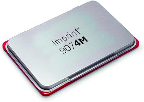 Trodat 9074M Imprint - Almohadilla de tinta de color rojo a base de agua para sellos manuales, tamaño grande, 160 x 90 mm, estructura de metal y plástico