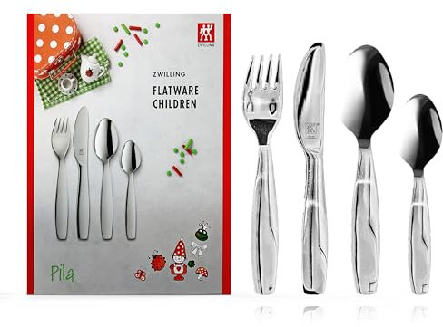 Kinderbesteck mit Namensgravur - Pila - 4-teilig eigener Gravur/Namen auf Besteck (Gravur möglich)