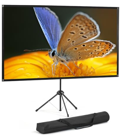 CASIRIS Écran de projection portable de 100 avec support - Écran de projection HD 16:9 en PVC pour projecteur avec sac - Facile à installer - Pour home cinéma, intérieur, extérieur