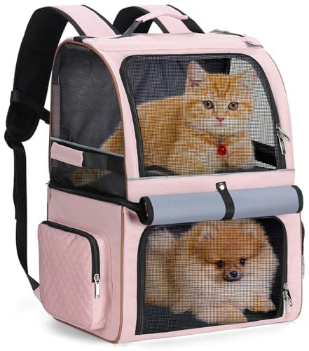 Lekesky Transportador doble para gatos para 2 animales, mochila para mascotas para dos gatos pequeños o un perro mediano