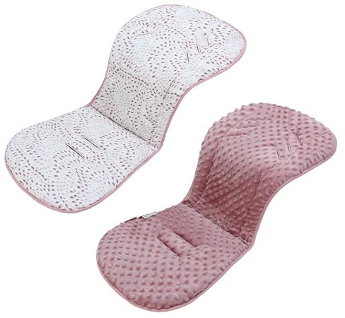 LAT Sitzauflagen für Kinderwagen, Doppelseitige Universal Kinderwagen Einlage für Babyschale Buggy Autositz, Weich & Atmungsaktiv Sitzeinlage für Kinderwagen für Babys Kleinkinder (Pinke Regentropfen)