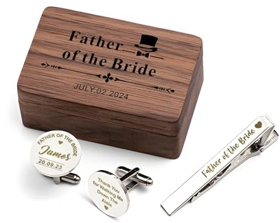 Cufflinks for Men Personalised Cufflink Engraved for Wedding Anniversary Fathers Day Best Man Groomsmen Usher Husband Father of the Bride Customised Gifts for Him with Box (Cufflinks Set/Style 2)