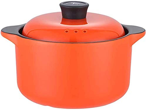 Clay Cooking Pot, Ceramic Casserole Pot, Household Soup Stew Pot Braising Pan,Round Gas Casserole Dish With Lid (Orange 4L)