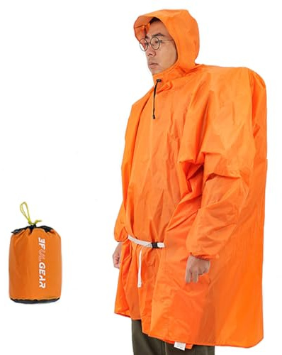 Hooded Rain Poncho for Adult With Belts, Reusable Raincoats Lightweight Waterproof Survival Emergency Rain Coat Jacket With Drawstring Hood Rain Gear for Men And Women