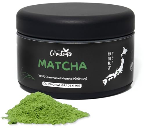 Ceremonial Grade Matcha – Reines handgemahlenes Matcha Pulver aus Japan – Original Japanischer Grüntee aus Erster Ernte – 40g Dose – Höchste Qualität, Traditionell und 100% Natürlich