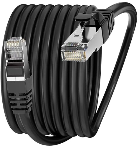 Soibke Cavo Ethernet 5 Metri, Cavo Lan 5 Metri Cat 6 Alta Velocità Cavos Internet 1000Mbps, Cavos Ethernet High Speed, FTP Schermato Cable Rete Nero Interno Esterno Cable Patch Cat 6 per Router Modem