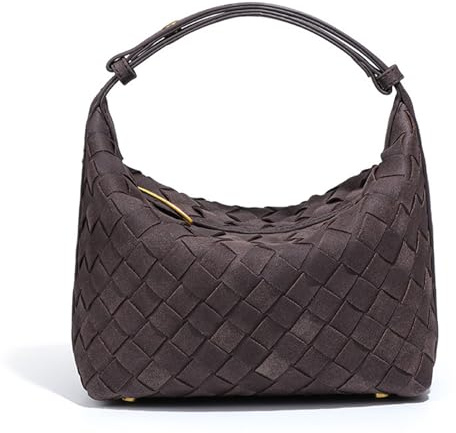 HCHZSH123 Hobo Bag Damen,Gewebte Tasche Weich,Vintage Bag,Wildleder Tasche Damen (Schokoladenbraun)