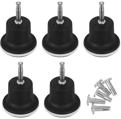 SOIMISS Lot de 5 Roulettes Pivotantes Noires pour Chaise de Bureau avec Tige Longue 8X36 MM Patins Antidérapants pour Protection de Sols Durs Compatible Fauteuils de Bureau et Gaming