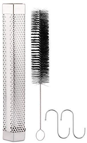Tubo de ahumador de acero inoxidable 304 Parrilla de barbacoa portátil Generador de humo de diseño hexagonal para fiesta al aire libre Camping Picnic Accesorio Plata 12.2x2.0in