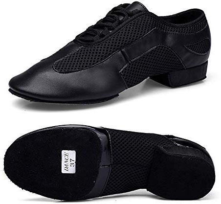 Zapatos Baile Latino Mujer Cuero Comodo Respirable Zapatillas Baile con Cordones Moderno Salon Salsa Jazz Flamenco Tacon
