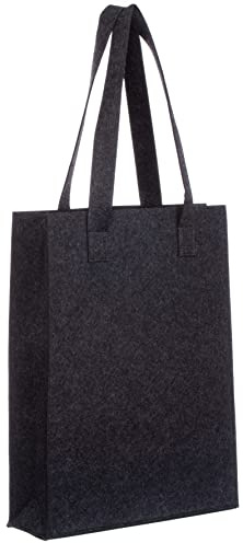 Brandsseller Bolsa de fieltro para el tiempo libre de fieltro, práctica bolsa de la compra con asa, gris oscuro, ca. 40 x 30 x 7 cm