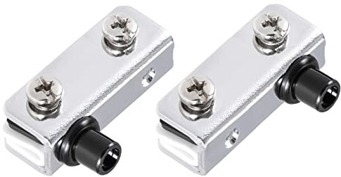 METALLIXITY Verre Porte Pivot Charnière (pour 3-5mm Épaisseur) 2 pcs, Fer Réglable Verre Clips Pince - pour Meubles Réparation, Chambre, Lumineux