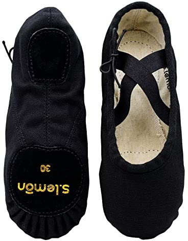 s.lemon Linen Ballet Shoes,Women Men Dance Shoe Split Suede Sole Kids Adult Ballet Slipper 8106 Black 41EU