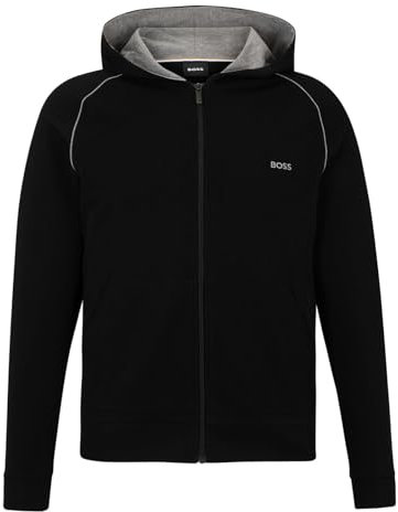 BOSS Herren Mix&Match Jacket H Hoodie aus Stretch-Baumwolle mit Reißverschluss und Logo-Stickerei Schwarz001 XL