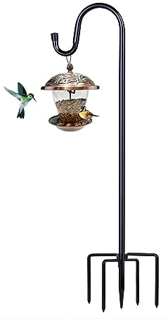 ToyHotels Shepherd Hooks for Outdoor, 1 Pack 62 Inch Bird Feeder Pole with 5 Prongs Base for Hanging Lantern, Hummingbird Feeder, Lightweight Plant, Shepherds Hook for Bird Feeders for Outside