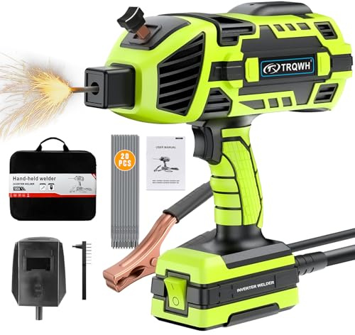 TRQWH Portable Welding Machine 110V ARC Handheld Welder IGBT Inverter Welding Gun Stick Welder 5 Variable Current Adjustment Hand Held Welder Machine, Fit for 1/16-1/8 Welding Rods (Green)