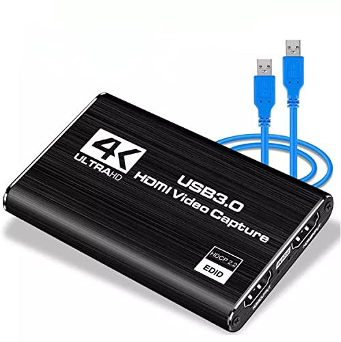 Tarjeta de Captura de Juegos, Dispositivo de Captura de Video y Audio 4K HDMI USB 3.0, Full HD 1080P para Grabación de Videos, Transmisión en Vivo