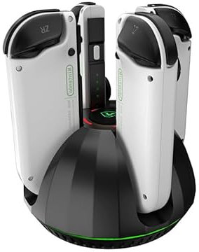 RREAKA Charging Dock for Joy Con Charger for Nintendo Switch with LED Light Bar, Switch Controller Charger for Switch OLED for Joycon Charging Stand with Individual LED Indicator - Black