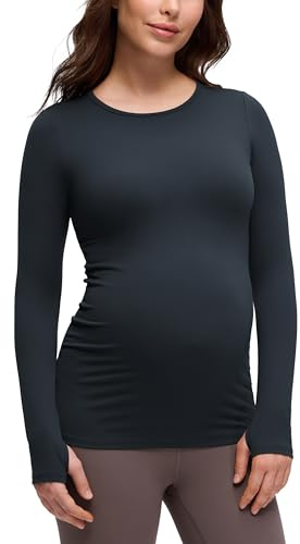 CRZ YOGA Dam Butterluxe Långärmad Moderskap Toppar Basic Graviditetströjor, True Navy, 40