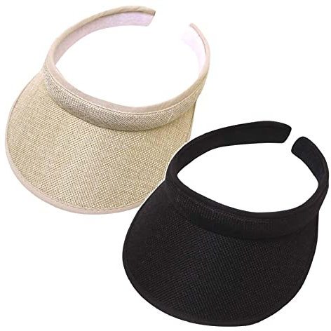 DABASHAN Unisex Visor Cap Schirmmütze Sonnenvisor Sonnenschutz Sonnenhut Herren Damen Baseball Kappe Golf Tenniskappe Sommerhut Sonnenschild mit Sonnenblende (Beige+Black, One Size)