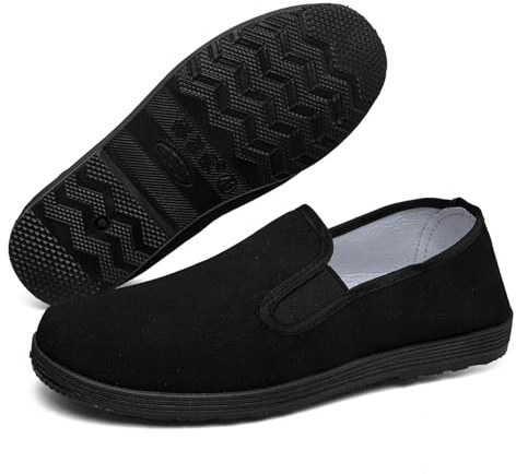 Tai Chi Chinese Old Beijing Martial Arts Cloth Kung Fu Shoes - Canvas Loafers Unisex, Black, 10 Women/9 Men