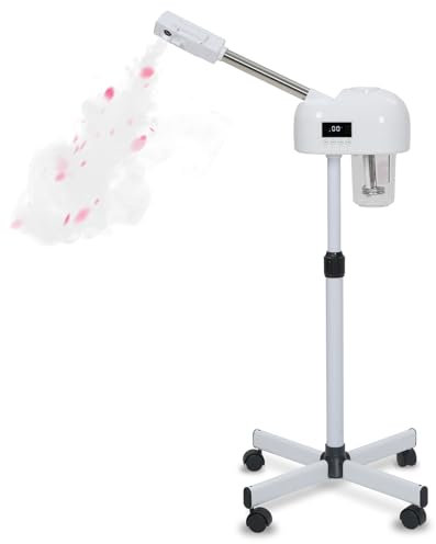 Professional Facial Steamer with Hot Spray, Ozone LCD Touch Screen, for Spa & Home, White