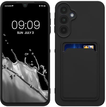kwmobile Telefonfodral kompatibelt med Samsung Galaxy A16 5G fodral med korthållare – smartphone-fodral i svart