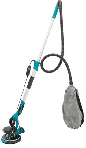 HuKaiL Lijadora para paneles de yeso, 800-1800 rpm, 6 marchas, lijadora de pared con disco de 255 mm, lijado LED, lijadora con aspiración para masilla y pintura, azul