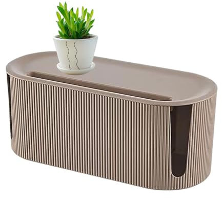 Qurygin Scatola portaoggetti per cavi da 31 x 13,5 x 12,5 cm, scatola di gestione dei cavi verde, Scatola organizer per cavi marrone, Scatola per cavi antipolvere, Scatola per nascondere l'estensione