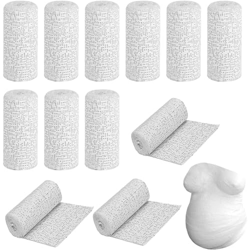 GGesii 12 bende in gesso per la pancia del bambino, 10 cm x 270 cm, per il fai da te, per bende in gesso per il fissaggio del gesso, modelli in gesso per il fai da te (bianco)