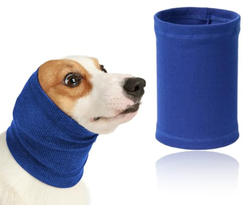 DOKRIN Cuidado auditivo para perros, 1 pieza de orejeras para calentar el cuello de tu perro para el cuidado de tu gato o perro con reducción de ruido (azul)