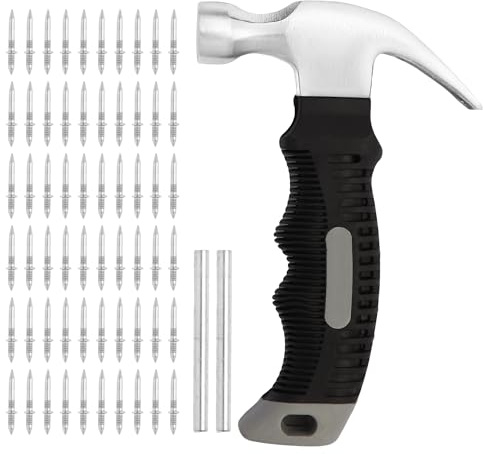 200 Pcs Hardware Nails Double Head Skirting Nails with Mini Claw Hammer Set with 4 Tools - Invisible Seamless Baseboard Screws for Solid Wood Trim, Double-Sided Installation