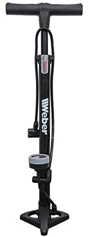 Weber Standluftpumpe Luftpumpe Fahrradpumpe Standpumpe Fahrradstandpumpe für alle Ventile 8 bar