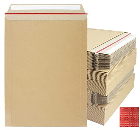 zmybcpack 100 Pack 9X12 inch Self Seal Photo Document Mailers Stay Flat Kraft Cardboard Envelopes Photography Rigid Mailers for CD, Photos, Document (Kraft Brown)