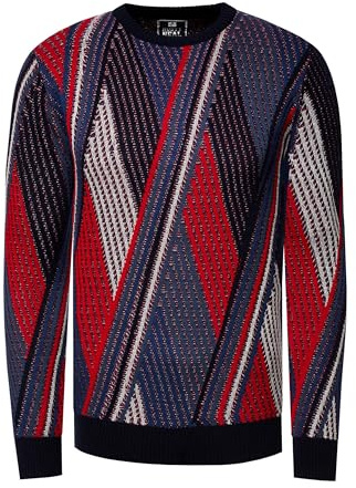 Rusty Neal Colorblock - Maglione da uomo a maglia fine, casual, elasticizzato, S, M, L, XL, XXL, 3XL, 443, Blu marino, XXXL
