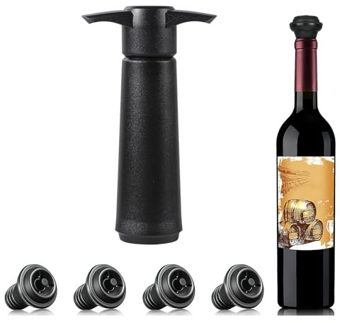 COZHYESS Pompa Salvavino, con 4 Tappo Vino Sottovuoto - 1 Pompa Salvavino, Accessori Vino Professionale, Mantieni Vino e Champagne Freschi