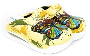 Terlik Sabo Air ST204 Leather Womens Clogs Mules Slippers Sabot Shoes, Butterfly, EU 40, UK 6