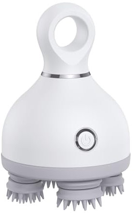 ORIA Elektrisches Kopfmassagegerät, Tragbares Kopfhaut Ganzkörpermassagegerät mit 4 Knetköpfen, 3 Massagemodi, Silikon Haustier Massagegerät für Hunde, Katzen