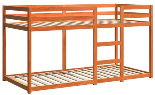 vidaXL Våningssäng vaxad brun 80x200 cm massiv furu, säng, sovrumsmöbel, sängstomme, sängar, sovrumsmöbler, sängbotten, loftsäng