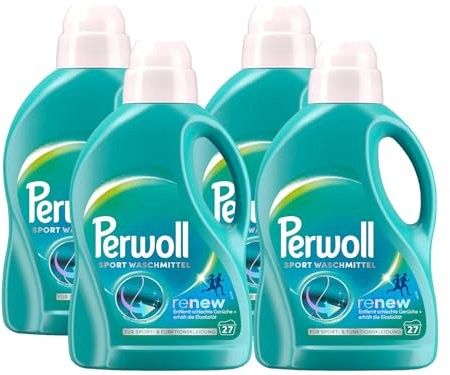 PERWOLL Sport Waschmittel 4x 27 WL (108 Waschladungen), Hygiene Waschmittel reinigt sanft, entfernt schlechte Gerüche & erhält die Elastizität, für Sport- und Funktionskleidung