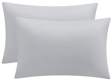 Tifschlaf Pillow Cases 2 Pack - Light Grey Pillowcases Plain Pack of 2, Super Soft Brushed Microfiber Standard Queen Pillow Covers With Envelope Closure, 50x75 cm