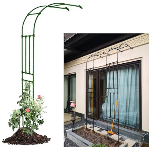 Arche À Rosiers Demi-arc, Demi-mur Latéral Arche De Jardin Plantes Grimpantes Arche Treillis, Arche Jardin pour Rosiers, Pergola Tonnelle De Jardin, Chargement Et Déchargement Faciles(Green,60x240x40c