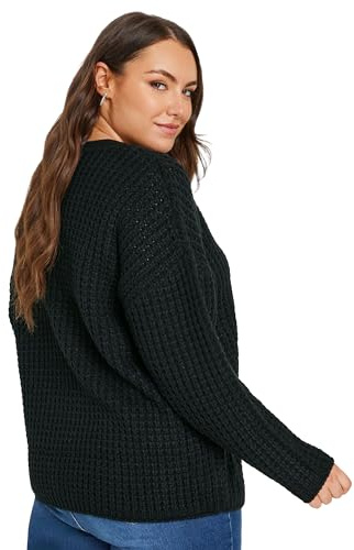 Yours Curve Waffle Knit Jumper - Women's - Plus Size Curve Black