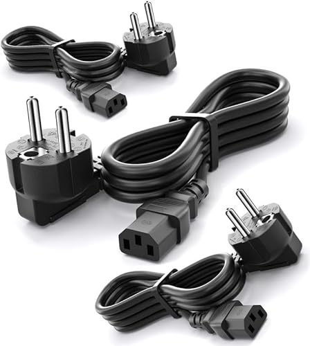 Varbmt 3M Euro Netzkabel, Stromkabel 3 Polig Kompatibel mit Vizio TV VX32L VW32L VX37L VW26L VA6 VMM26 VL370M E321VL E371VA E371VL, LG Dynex Panasonic Toshiba TV Netzteilkabel, 3 Stück