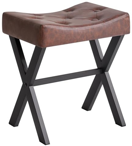IBUYKE a forma di U PU vanità sgabello, trucco sedia, marrone scuro WBD019Z