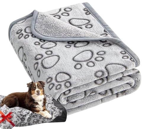 Mantas para perros pequeños | Mantas para gatos de interior | Manta y esponjosa para mascotas | Bonito protector de sofá cama con estampado de patas para perros pequeños, medianos y grandes, 40