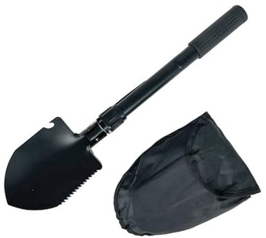 Pala para Nieve Plegable-Pala Plegable Multifuncional Brújula de mango-Pala de ingeniero plegable portátil-para rescate de emergencia y aventuras al aire libre（Material de acero al carbono）