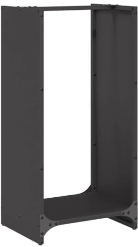 vidaXL firewood rack - black cold-rolled steel fireplace log holder - 40x30x80 cm wood storage - large capacity indoor wood stack